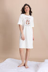 Zivame Harry Potter Knit Cotton Loungewear Dress - Whisper White — thumbnail 1
